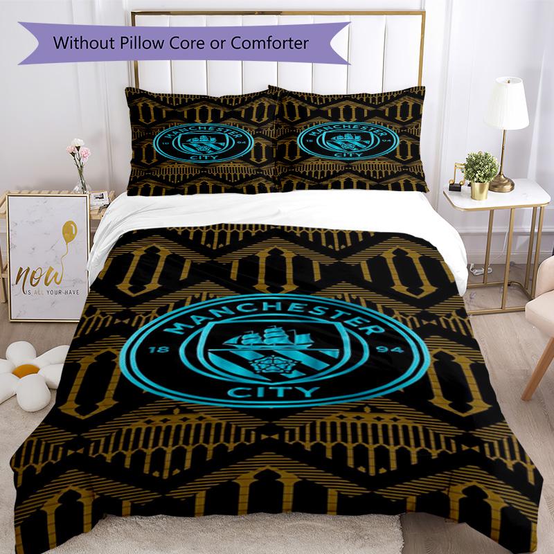Set Copripiumino Stampato Manchester City F.C. – include 1 copripiumino e 2 federe coordinate Decorazione per camera da letto Regali di Natale