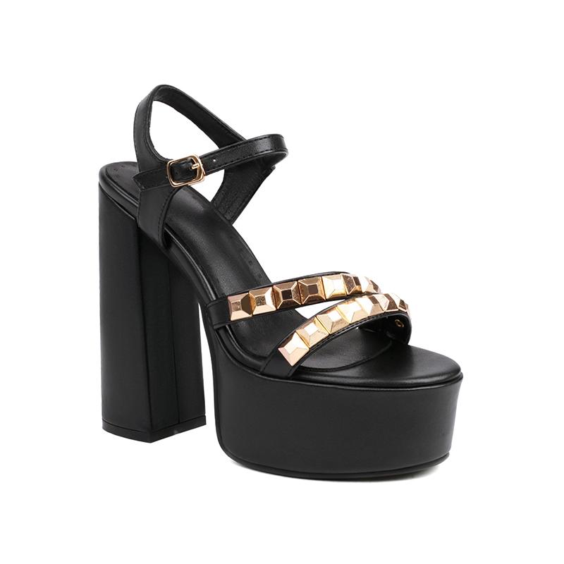 

Трехмерная квадратная аппликация из стразов, босоножки с открытым носком, сексуальные женские сандалии на платформе, супервысокий толстый каблук, сандалии с пряжкой, милые сандалии 39 чёрный