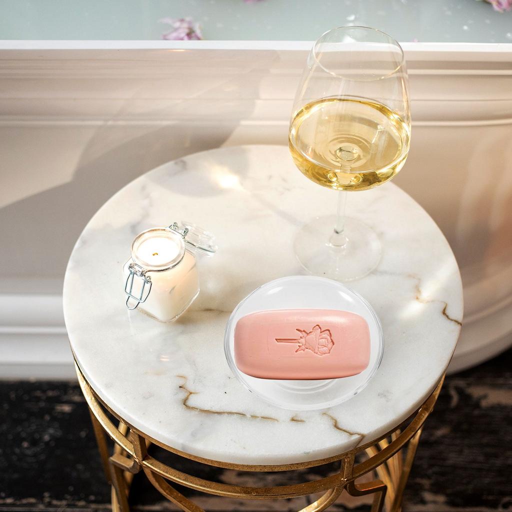 Transparente Glasseifenbox Runde Seifenschale Badezimmer Waschen Abtropfschale Badezimmer Seifenaufbewahrungsbehälter Seifenhalter für Badezimmerdusche