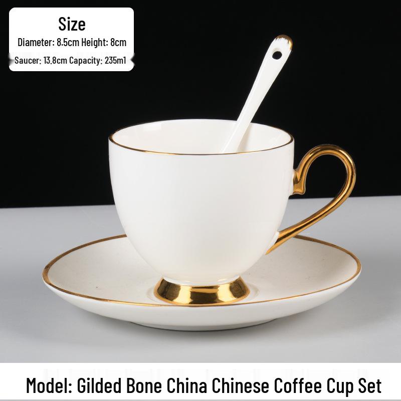 Europejski Luksusowy Zestaw Ceramicznych Filiżanek do Kawy ze Złotym Brzegiem