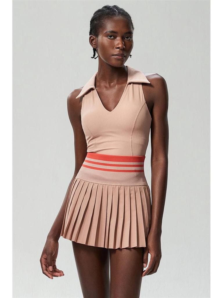 Alo Golf Pleated Skirt & Sleeveless High-End Yoga Tank Top Set - Women's Summer Clothing