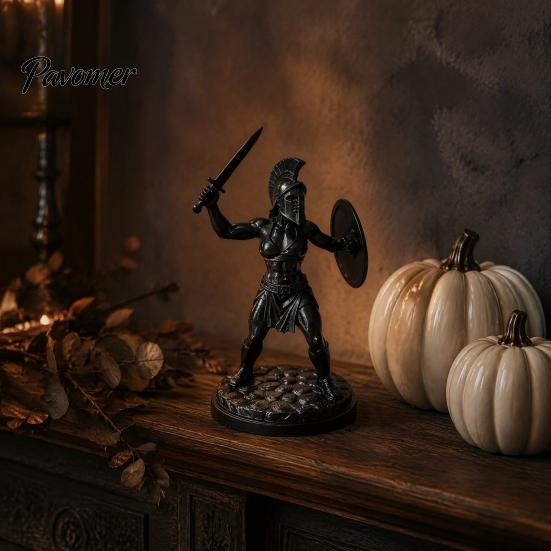 Desktop Decorative Ornaments 3D Printed Female Gladiator Statue, Spartan Woman Warrior Figurine with Cool Armor Shield, Historical Ornament