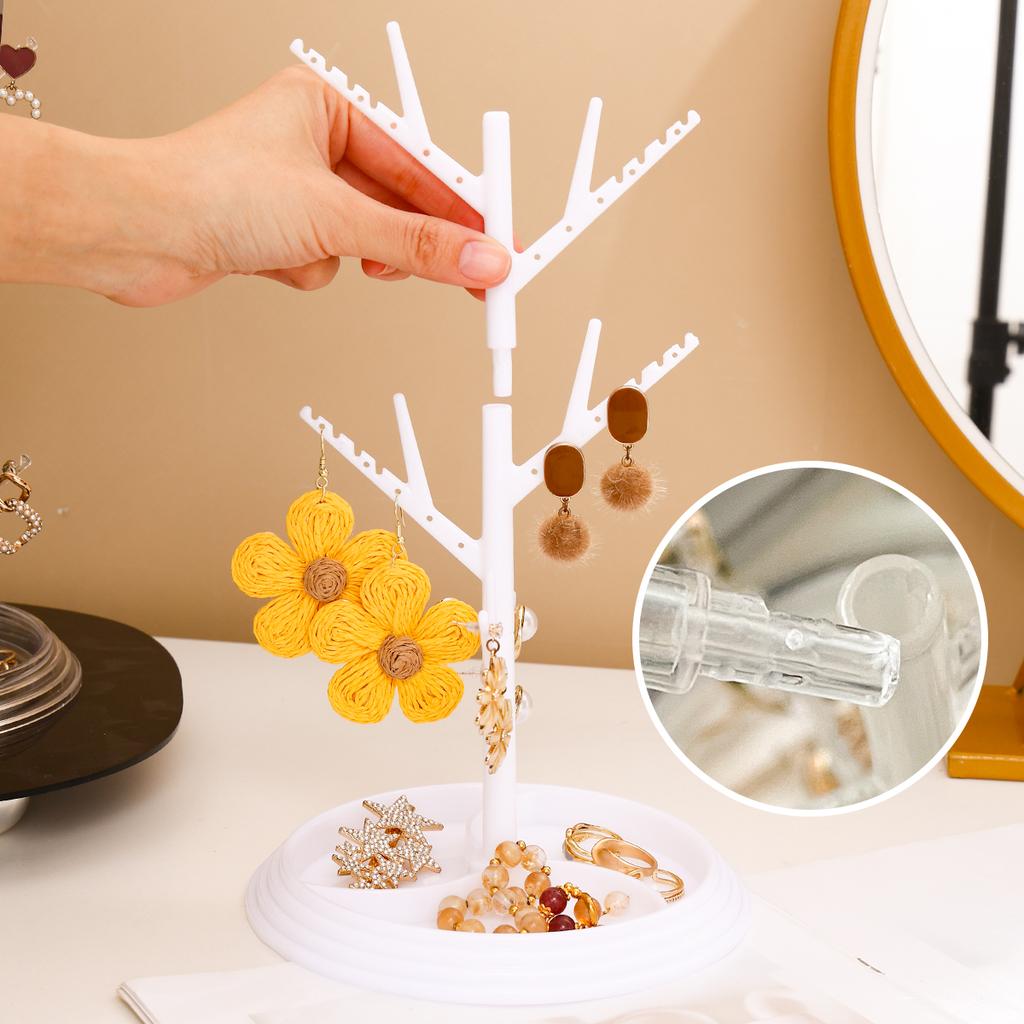 1pc Detachable Jewelry Storage Rack Plastic Creative Tree Shaped Decoration Hanging Necklace Bracelet Ring Earring Organizer