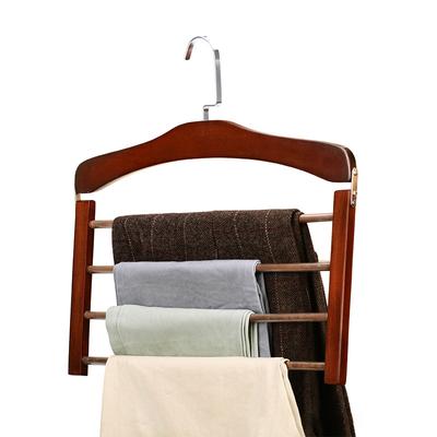 1Pc Premium Space-Saving Multi-Tier Wooden Pants Hanger - Durable Composite Wood Organizer For Ties, Scarves & More