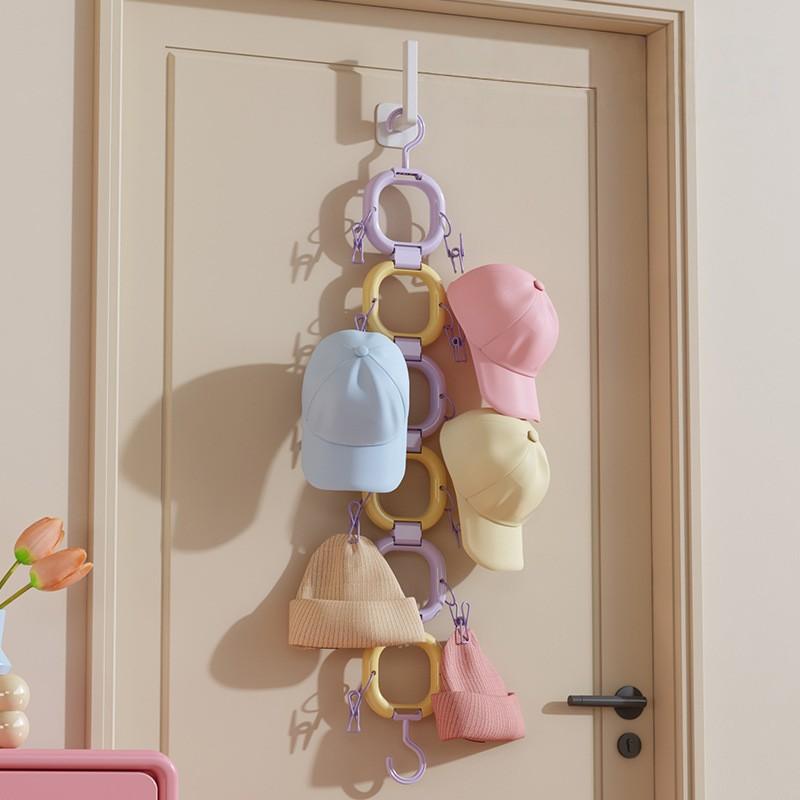 2/4/6Hook Rotating Cap Storage Rack with Hooks Clips Multi Functional Space Saving Home Organization Tool Cap Hanger Rack