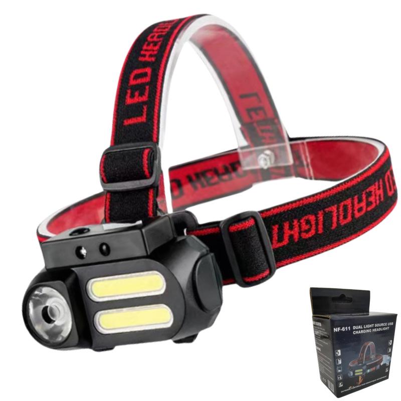 Portable USB Rechargeable Waterproof COB Headlight for Outdoor Use