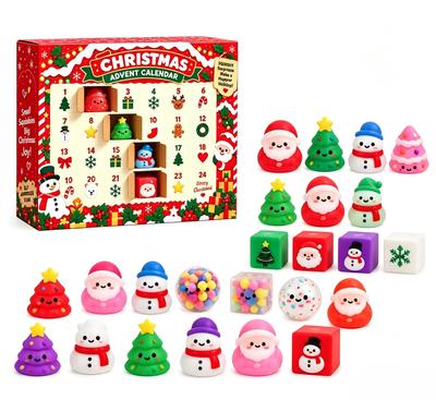 2026 Christmas Slow-Rise Toy – 24-Day Christmas Countdown Gift Box Featuring Squishy Toys; A Surprise Blind Box Holiday Gift for Kids