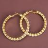 Yousheng 1 Pair C-shaped Earrings, Full Rhinestone C-Ring Design Stud Earrings, Bezel Setting Technology Hoop Earrings for Jewelry Gift