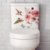 Hummingbird Flower Toilet Sticker Self-Adhesive Bathroom Waterproof Decoration Removable Wall Art