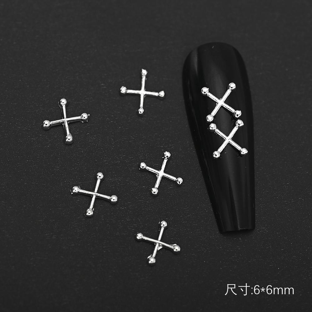 100/20/10 szt. Złote/Srebrne Metalowe Krzyżyki Ze Stopu Ozdoby do Paznokci 3D Punkowy Styl Krzyż Kształt X DIY Dekoracja Paznokci Akcesoria do Paznokci