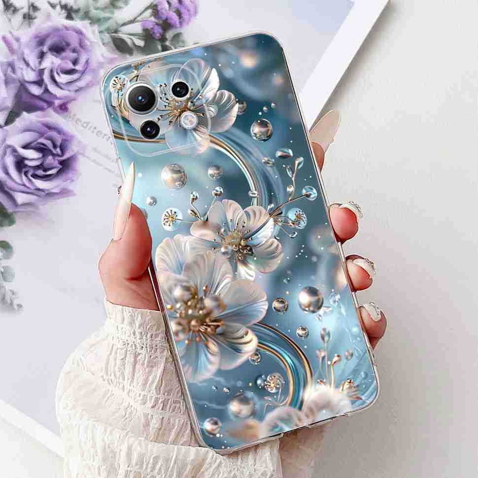 For Xiaomi Mi 11 Lite 4G Case M2101K9AG Colorful Flower Butterfly Soft Silicone TPU Cover For Xiaomi Mi 11Lite 5G 6.55" Bumper