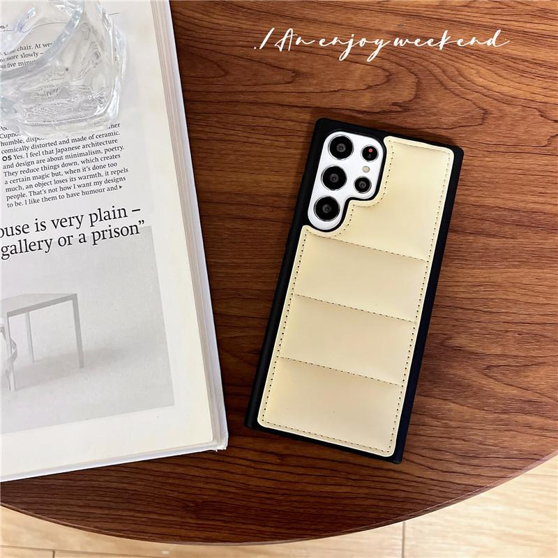 Soft Border Shockproof Full Anti-Drop Magnetic Coverage Simple Down Jacket Samsung S22 S23 S24Ultra Suitable Phone Cases