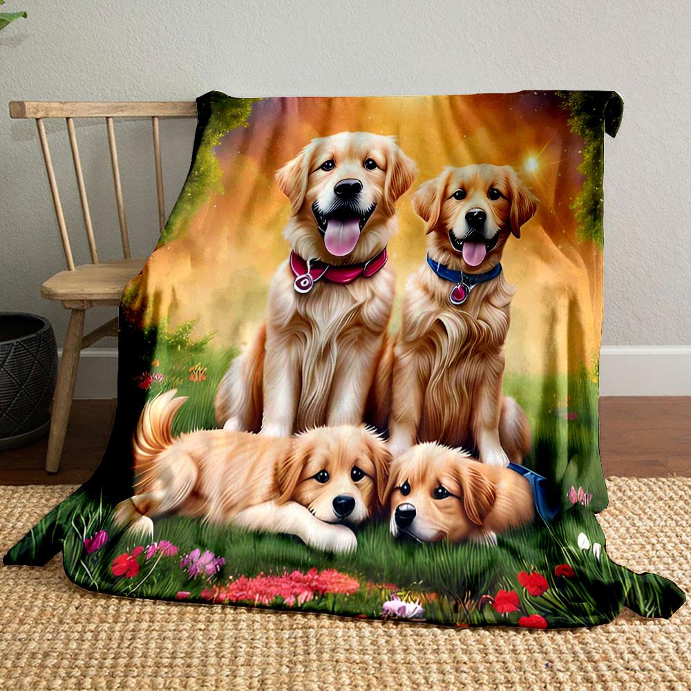 

Warm Sunset Scene Dog Print Blanket bedroom Blanket for Livingroom Couch lunch break Soft throw for Friend s festival Gift 80cm x 120cm