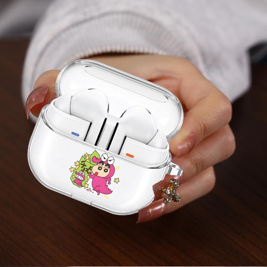 Case For Samsung Galaxy Buds 2 4Pro 4 Pro 3 FE 2Pro 3Pro Live Clear Earphone Cases Cover With Hook Crayon Shin-Chan Anime