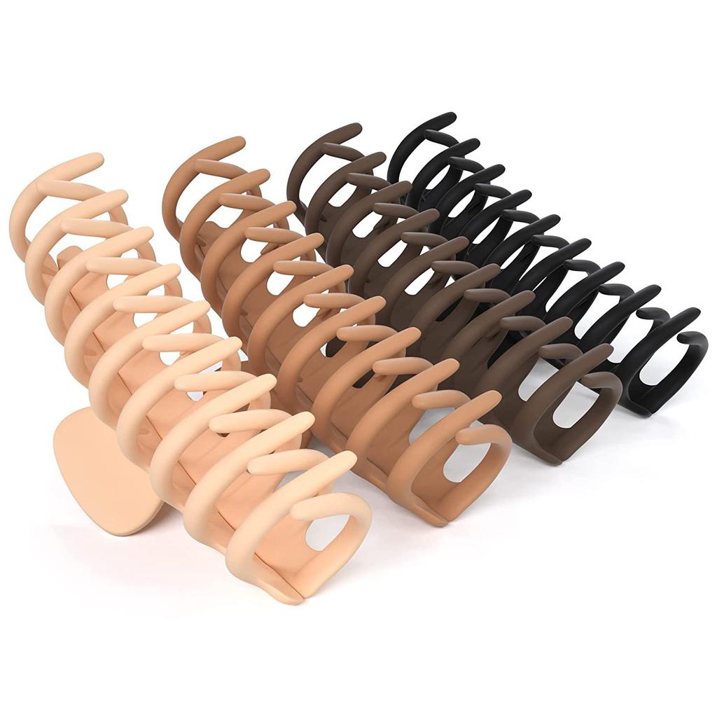 Matte Hair Clips for Women and Girls - Rectangle and Double Row Small Claw Clips for Thin/Medium Fine Hair - Nonslip Jaw Clips