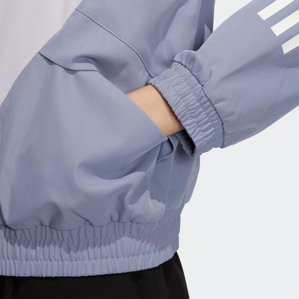 Adidas Woven Jacket Logo Embroidered Striped Long Sleeve Hooded Jacket Women Jackets Light-Purple HY2813