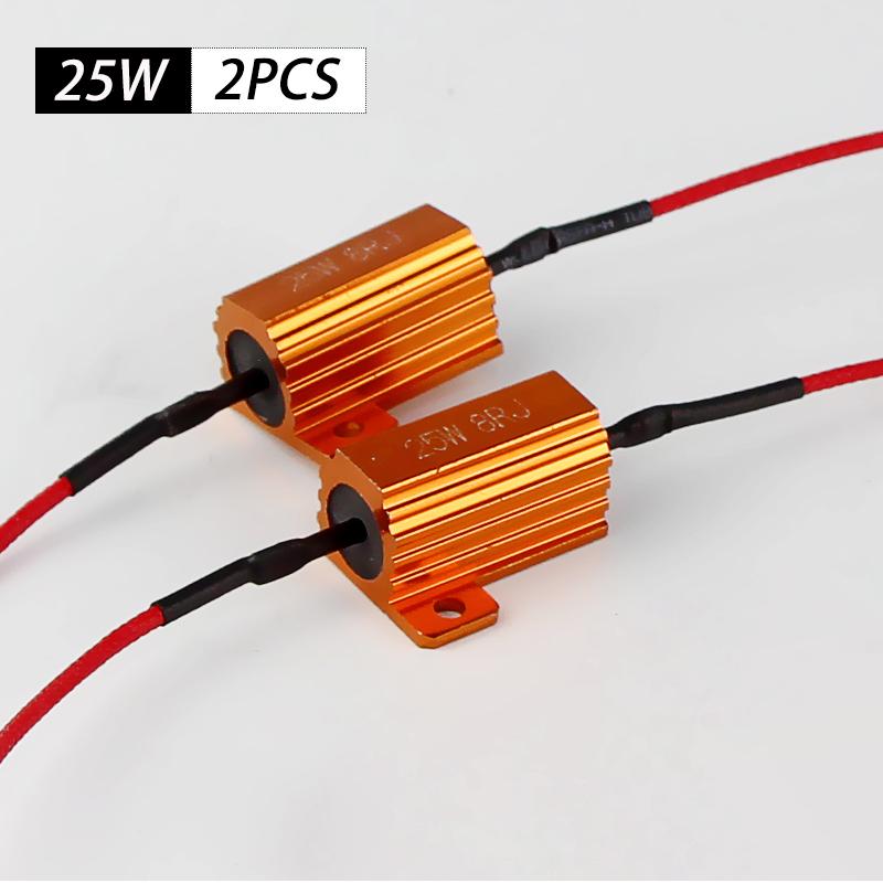 

2PC/4PC Canbus Error Free Decoder Load Resistor Car Load Resistance Wiring Canceller LED Decoder 25W 8Ohm For Auto Signal Lights 2PCS 25W 8OHm