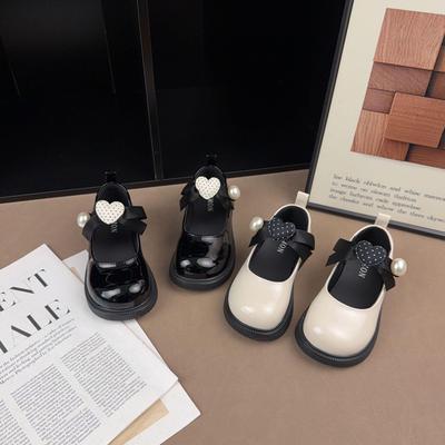 Herzförmige Leder Ballerinas für kleine Mädchen - Frühling/Herbst 2026 Rutschfest, Niedrig geschnitten, Prinzessinnen Schuhe, Koreanischer Stil