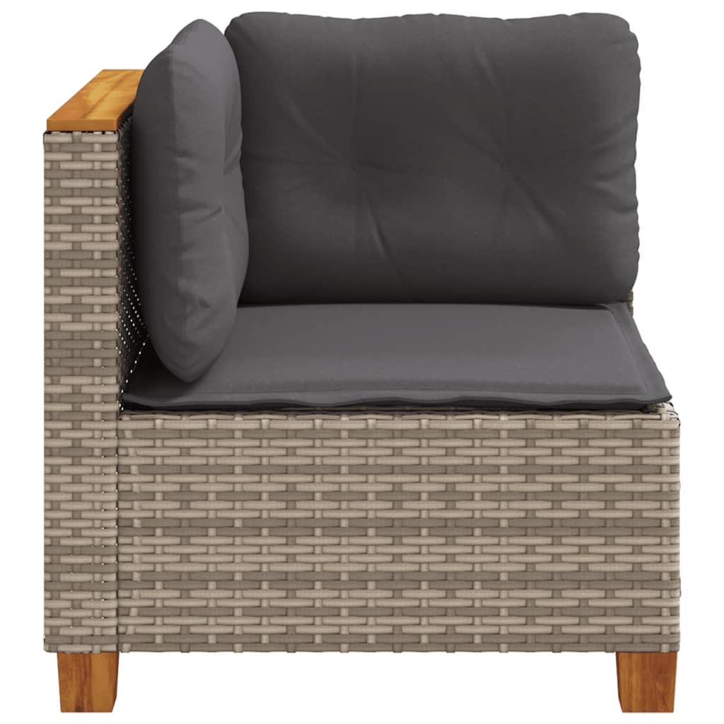 Garden Corner Sofa with Cushions Grey Poly Rattan