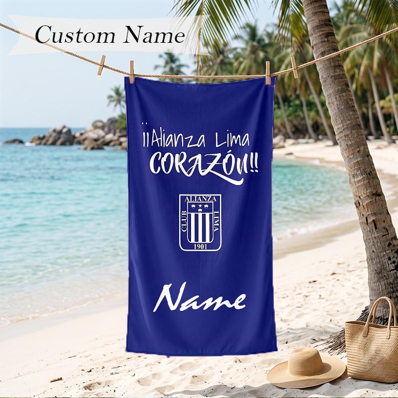 Alianza Lima Custom Name Printed Beach Towel Personalized Soft Towel For Swimming Beach Travel