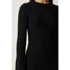 Number 10 Fashion Women's Anthracite Crew Neck Flared Mini Ribbed Winter Knitwear Dress 10nmr2966