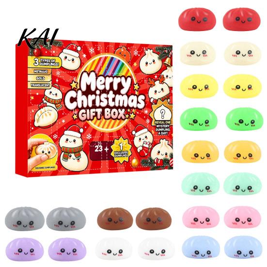 Sensory Fidget Toys for Stress Relief Dumplings Squeeze Toy Advent Calendar Box, 24-Day Christmas Countdown with Mini Box Fidgets, Bun Holiday