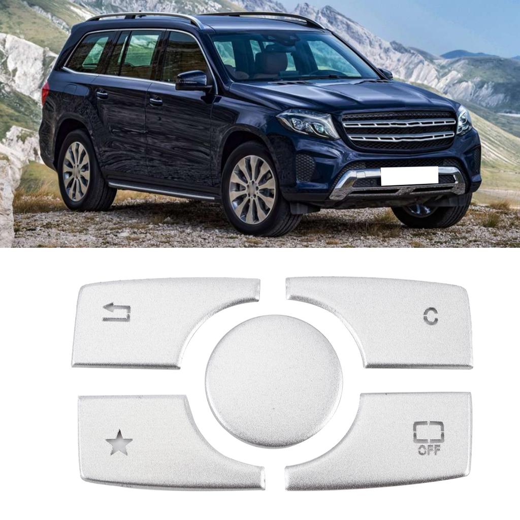 Multimedia Button Cover Trim Aluminum Alloy Stickers Fit for Mercedes Benz ML GL Class 2015 2019