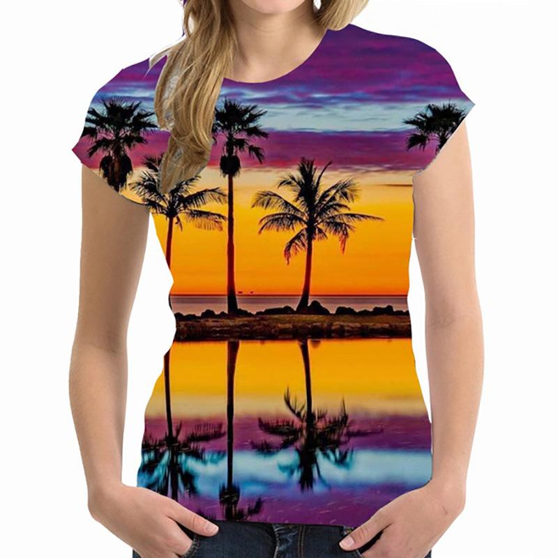 Street Casual Short Sleeved Hawaiian 3D Printed Women's T-shirt