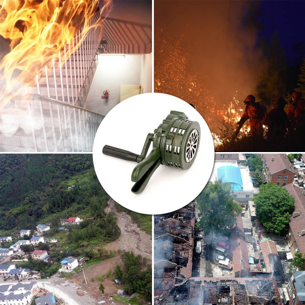 Hand Crank Siren Portable Manual Operated Metal Alarm 110dB Handheld Fire Alarm Air Raid Siren Horn for Home
