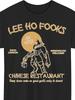 Men'S Casual Lee Ho Fooks Graphic T-Shirt - Black with Golden Text, Round Neck, Summer Street Style, Breathable & Comfor