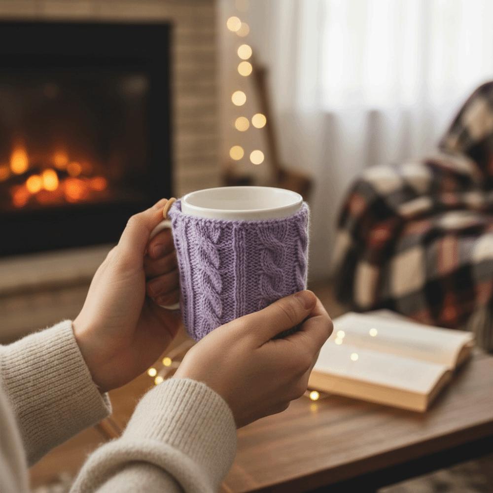 4 ST/SET Varm Stickad Kaffemuggsvärmare Värmetålig Tvättbar Isolerande Kopphylsa Handgjord Stretchbar Flasköverdrag Kontorsbruk