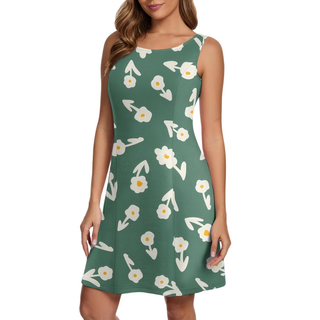 Women's Casual Fashion Floral Printed Vest Dresses