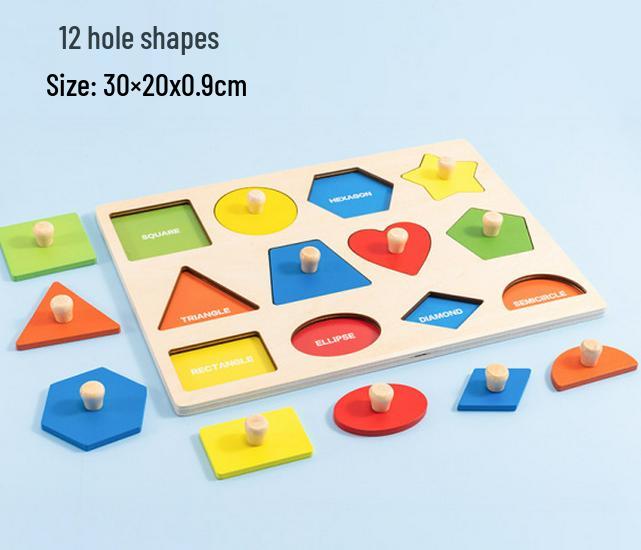 Montessori Geometric Shape Recognition Board - Wooden Toys for Early Education and Kindergarten