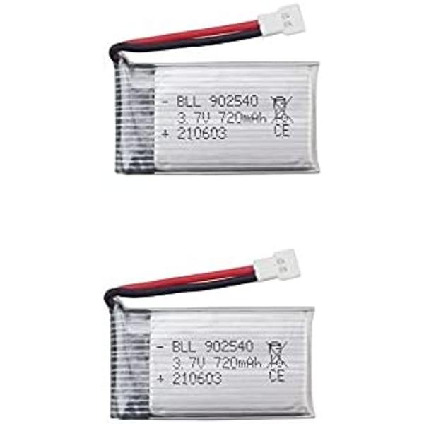 2Pcs LiPo Rechargeable Batteries 720mAh 3.7V – Compatible with Syma X5, Cheerson CX-30W, Skytech M68 – High Capacity – 45x25x10mm