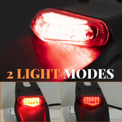Motorcycle Rear Fender Tail Light Dirt Bike 12V LED Taillight Brake Stop License Plate Lamp Bracket For Trail Motocross Enduro