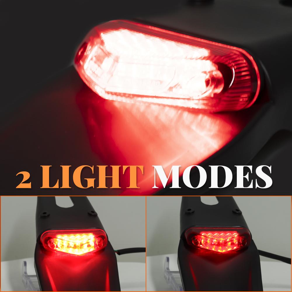 Motorcycle LED Taillight Brake Lamp 12V For Enduro Dirt Bike Trail Supermoto Motocross Enduro Rear Fender License Plate Bracket