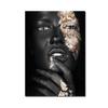 Black Gold Woman Canvas Painting African Women Poster and Prints Scandinavian Wall Art Picture for Home Decor Living Room Mural