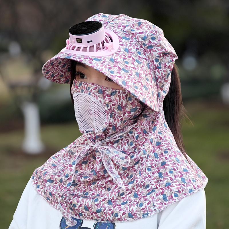 

Solar Fan Hat Protection Hat Summer UV Protection Shade Tea Picking Cool Hat High Hiking Hat Rechargeable With LED Display