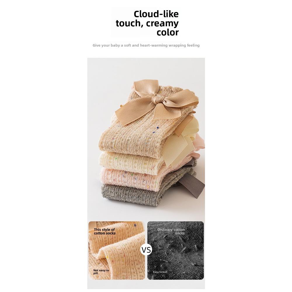 Summer Thin Mesh Baby Socks, A Class Cotton Newborn Socks with Big Bow Ruffle Edge Infant Toddler Socks