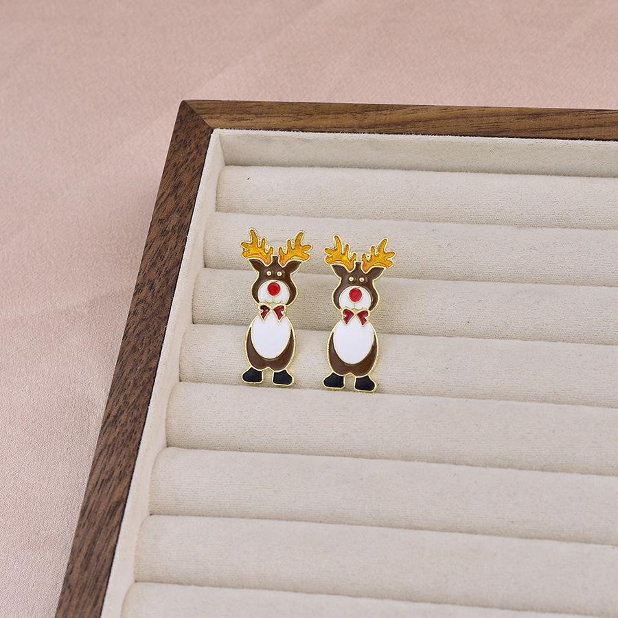 European and American Style Quirky Christmas Earrings - Long-Legged Santa Claus & Reindeer Cartoon Jewelry