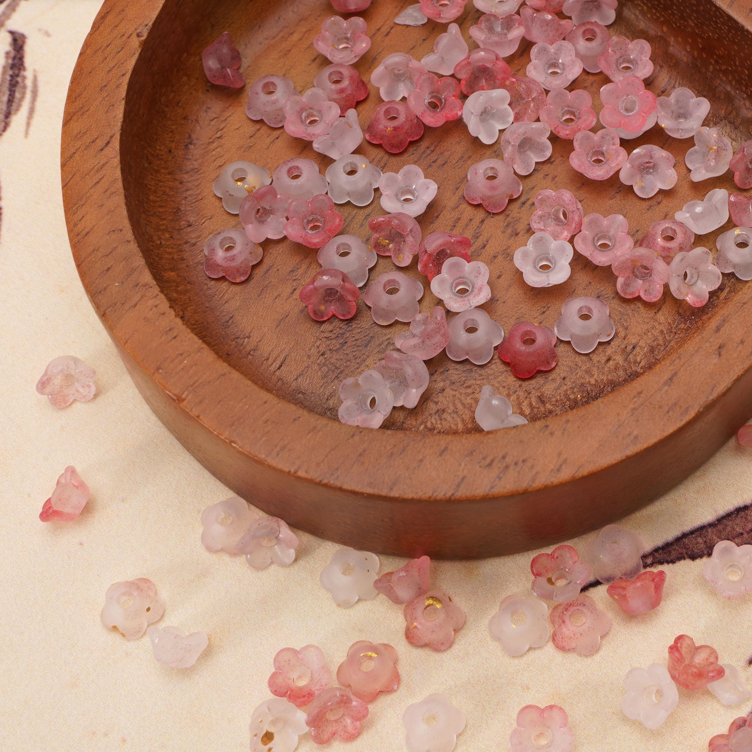 

Acrylic Dot Gold Beads Flower Spacer Loose Beads For Jewelry Making червоний