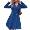 European And American Spring And Autumn Women'S Solid Color Double Breasted Long Sleeved Windbreaker, Fashionable Slim Fit Jacket