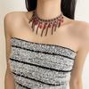 Sweet Vintage Tassel Beads Necklace Gothic Crystal Pendant Beaded Choker Charm Collarbone Chain Clavicle Chain Girls
