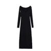 Knitted Dress Women's Early Autumn New Inner Fit Slim and Thin Hip Skirt Black Long-sleeved High-end Long Dress
