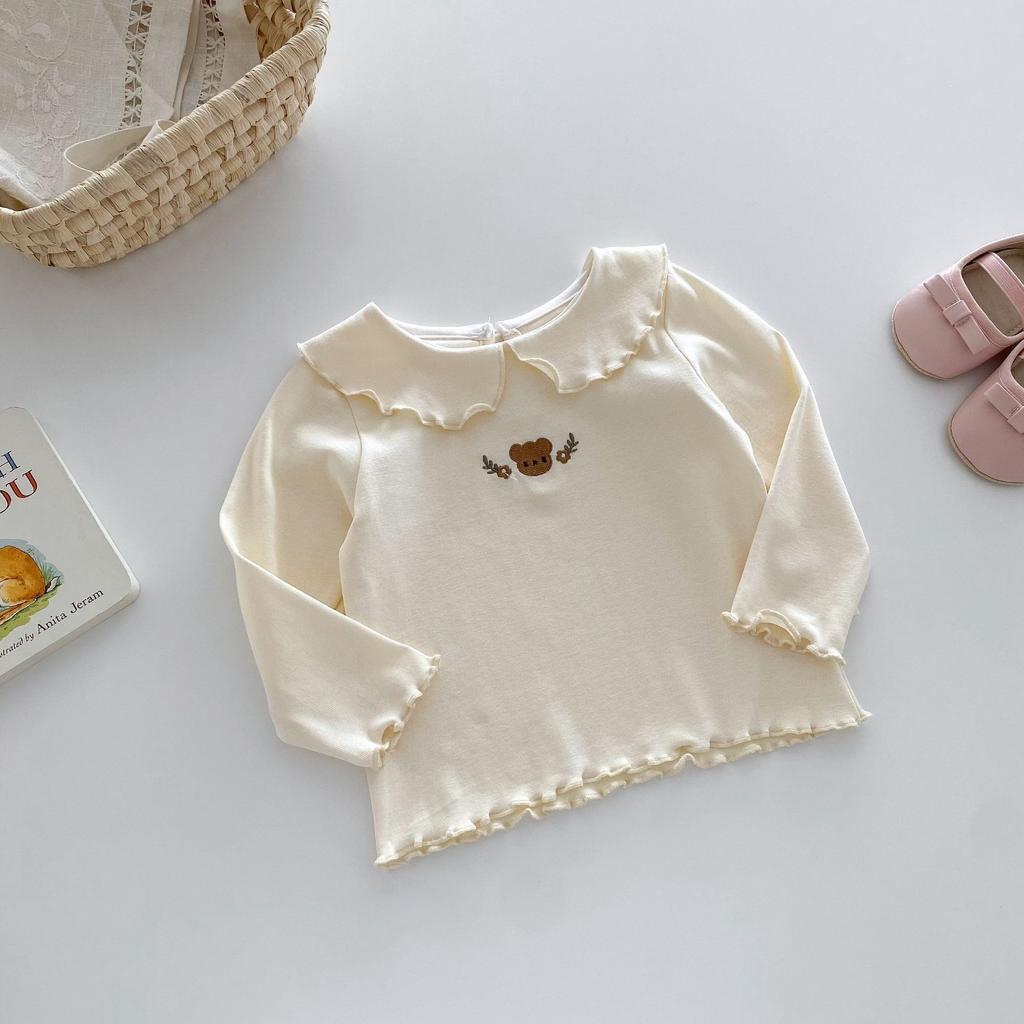 Girls Solid Color Bottoming Shirt 0-5 Years Old Autumn Children's Clothing Baby Cute Rabbit T-shirt Children's Autumn Clothing