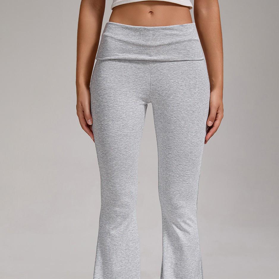 Women's Low-Waist Flared Yoga Pants - Casual Exercise Sportswear, European & American Style, High-Waisted Wide-Leg Design.