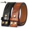 Men's Buckle-free Scalp Belt, High-end Western Denim Horn Embossed Belt, Perforated Adjustable DIY