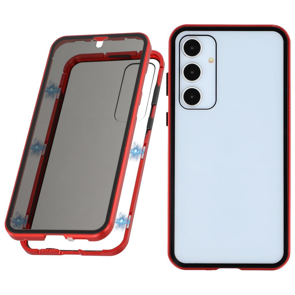 For Samsung Galaxy A55 5G Case with Anti-Spy Screen Protector Tempered Glass Metal Phone Cover Magnetic Clasp
