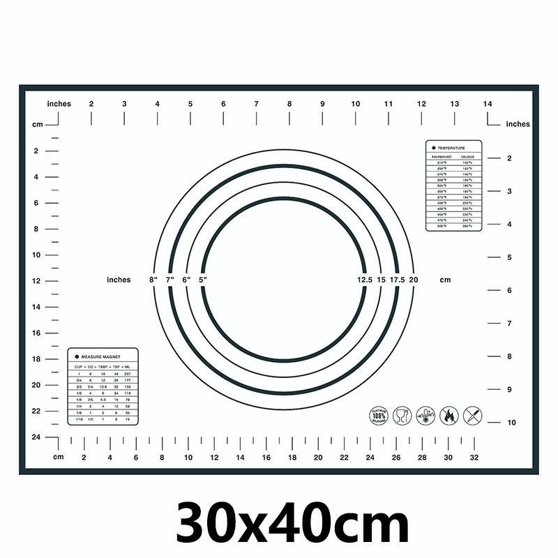 8 Size Silicone Baking Mat Reusable Nonstick Baking Sheet Thick Dough Rolling Mat with Measurements and Edge Heightening JT606