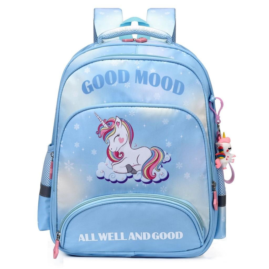 Spacious And Breathable Unicorn Cartoon Backpack For Kids Ideal For School Use синий